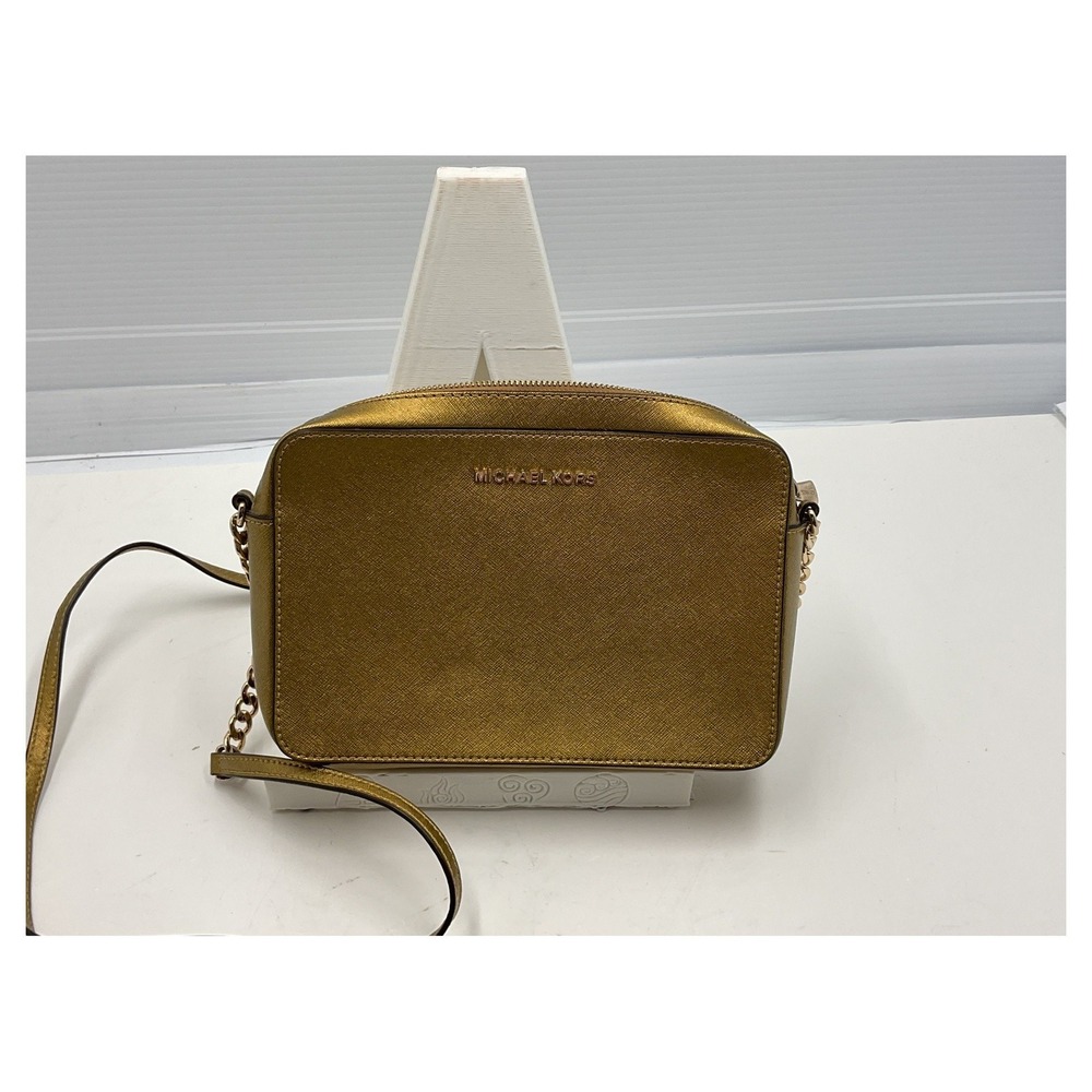 Michael Kors‎ Jet Set Gold Saffiano Leather Crossbody Bag 35F9GTTC3M Medium